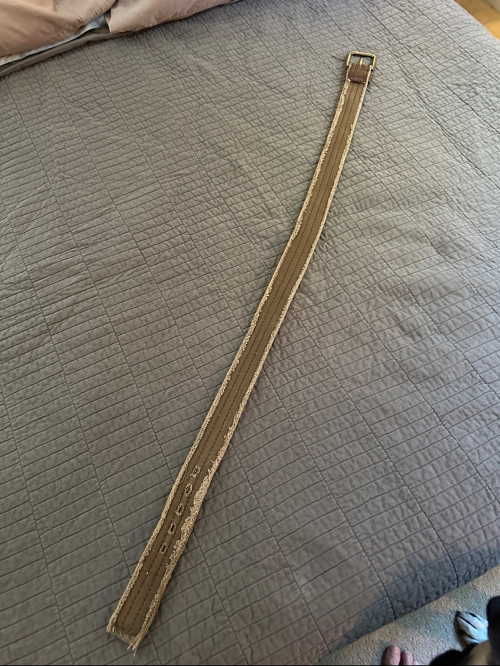 Neutral Tan Canvas Belt with Gold Buckle